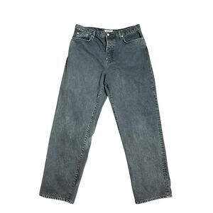 Stussy Men's 34 Black/Gray Denim Big Ol' Logo Oversized Washed Jeans VGUC
